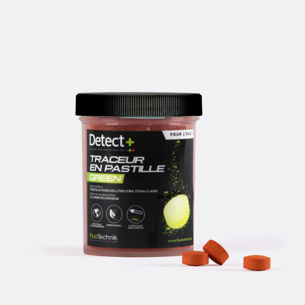 Fluoreszierende Farbstofftabletten, grün – Topf mit 100 Tabletten