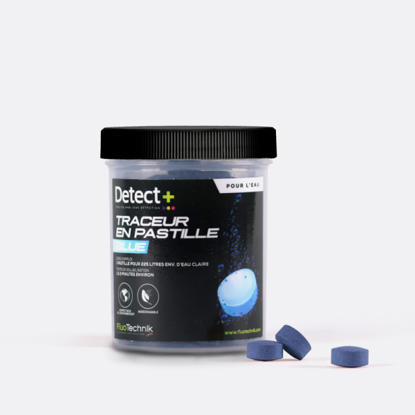 Fluoreszierende Farbstofftabletten, blau– Topf mit 100 Tabletten
