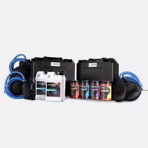 Tracer- und Lecksuch-Sets 4 FARBEN + 2 INKOLORE + 4 ABDICHTUNGSBALLONS - PACK PRO EXPERT UV-LAMPE 6W